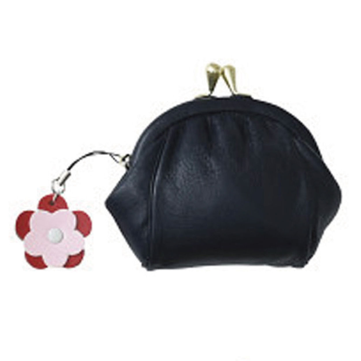 良品工房 日本製牛革がま口財布（ストラップ付）紺