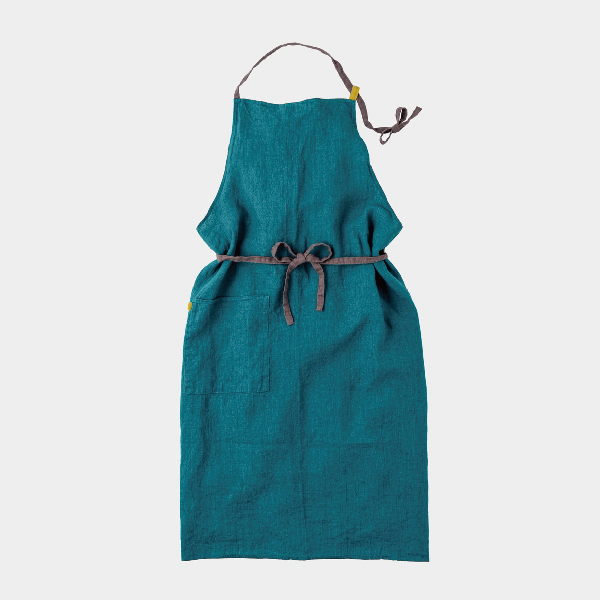 【Lino e Lina】フルエプロン マノン ブルーパヴォーネ