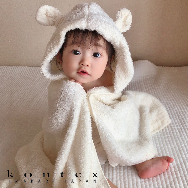 【kontex】シュエット フード付きバスタオル アイボリー