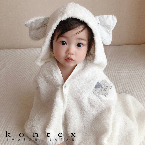 【kontex】フラッフィー フード付きバスタオル グレー