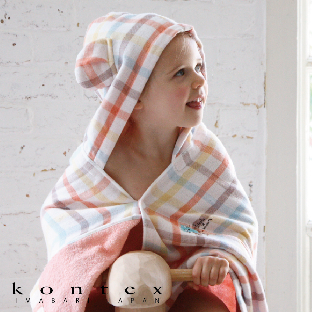 【kontex】デュオ フード付きバスタオル オレンジ