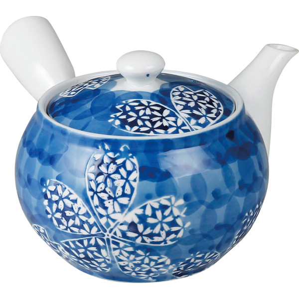 波佐見焼 花詰 茶こし付急須ブルー