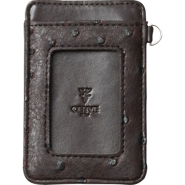 チェルバ オーストリッチ型押し 両面パスケースブラウン