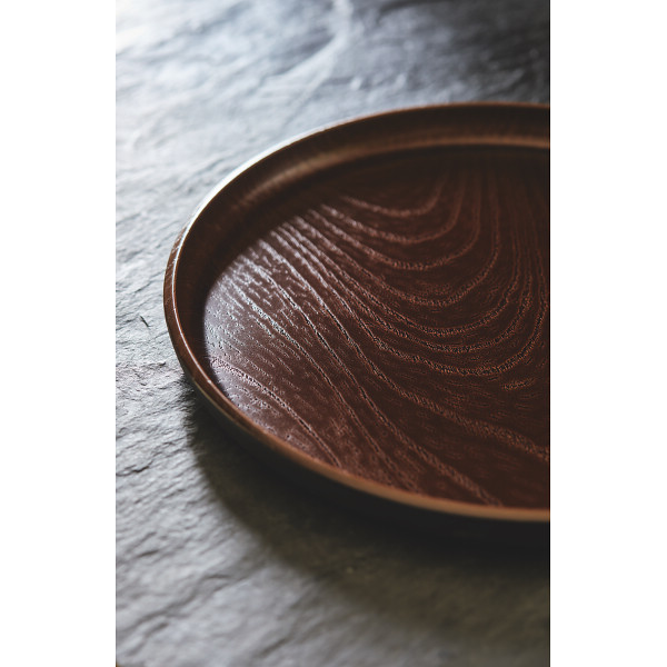 ノンスリップ丸盆 真田木目