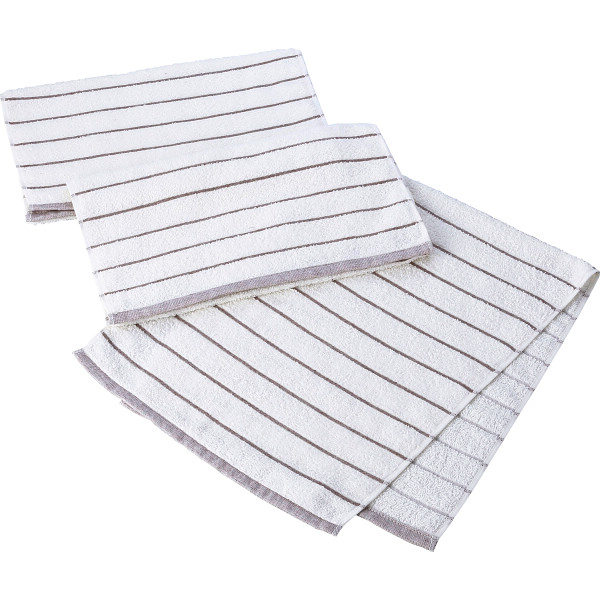 ナチュラルフェイス ボーダーフェイスタオル３枚セットベージュ