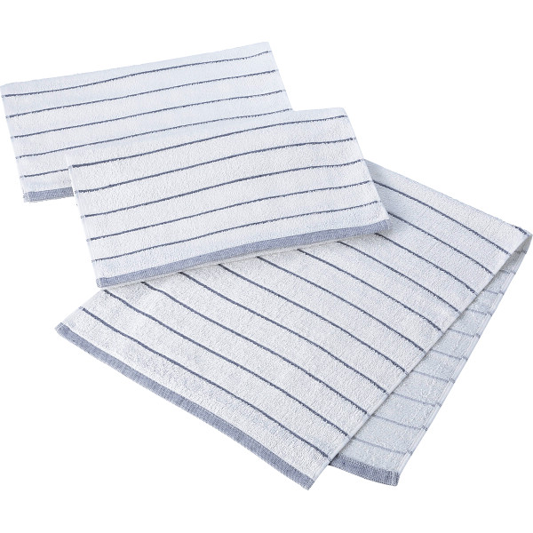 ナチュラルフェイス ボーダーフェイスタオル３枚セットグレー