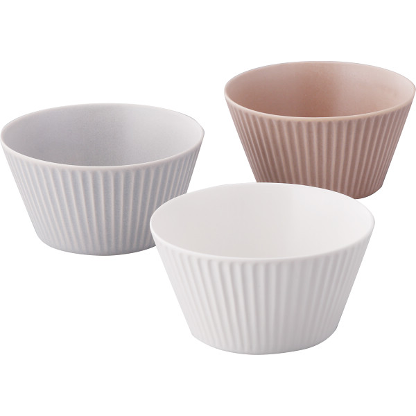 ザ・ヴェセル　ボウルＬ３個セットグレー・ホワイトサーモンピンク