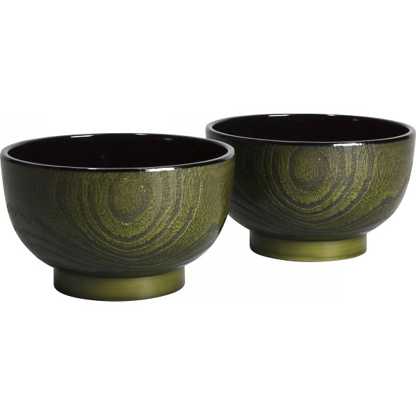 杢目塗 どんぶり椀２客組抹茶杢