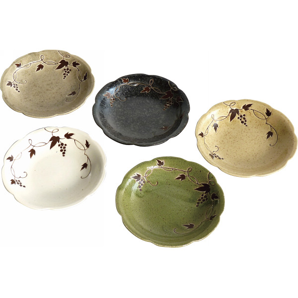 片岡鶴太郎 つたぶどう 取皿５枚揃