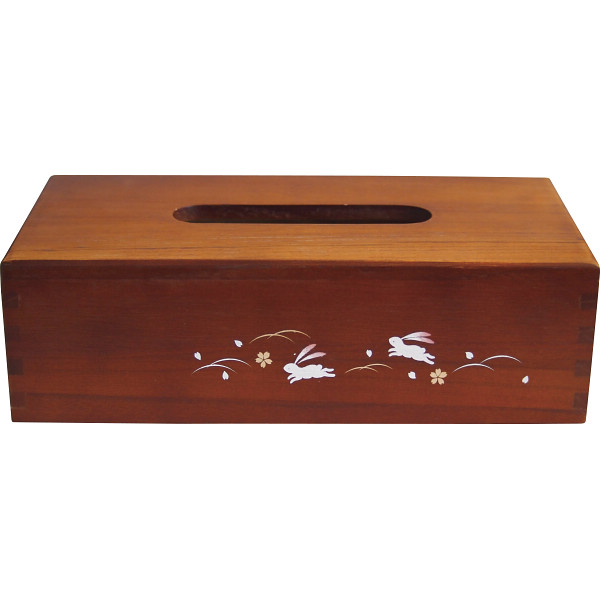 加賀蒔絵木製ティッシュボックス 跳ねうさぎ