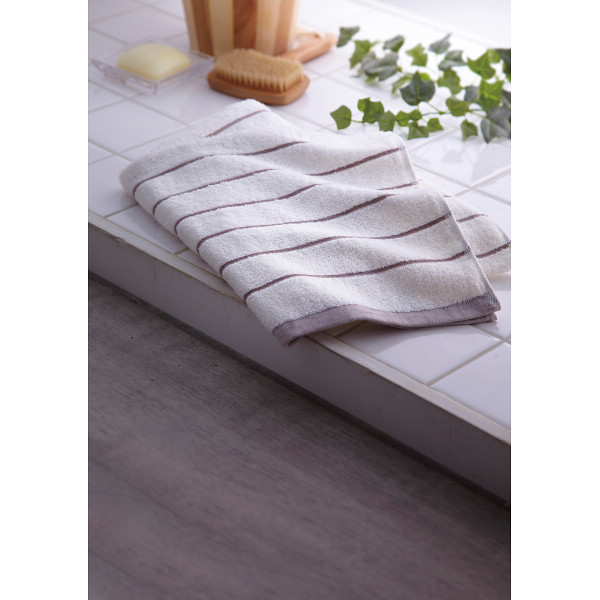 ナチュラルフェイス ボーダーバスタオルベージュ