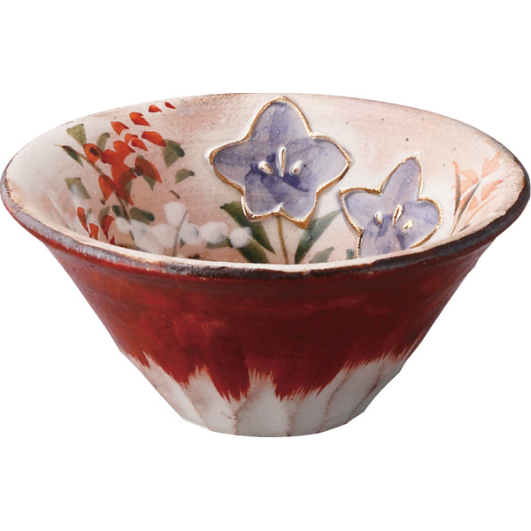 清水焼　富士　ぐい呑赤