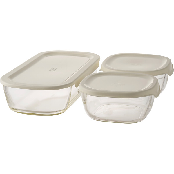 ハリオ スタッキング耐熱ガラスコンテナ３点セット