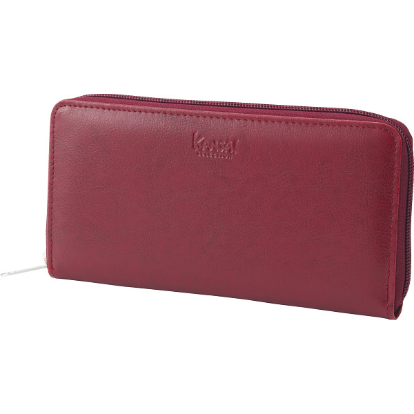 カンサイセレクション ラウンドファスナー長財布ワイン