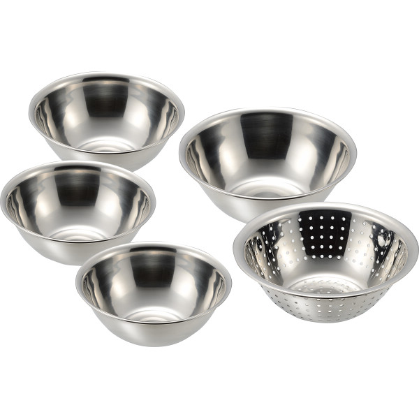 プロンジュⅢ ステンレスボウル＆パンチングざる５点セットＡ