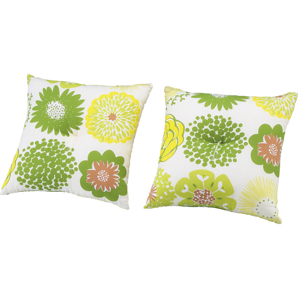 小座布団２枚セット（フラワードット）グリーン