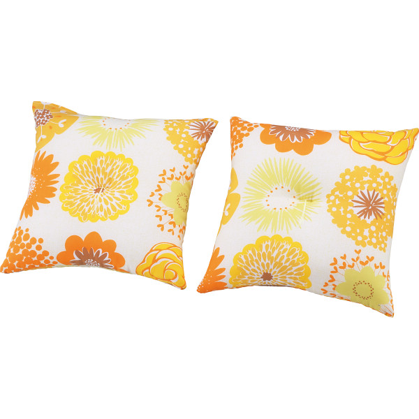 小座布団２枚セット（フラワードット）オレンジ