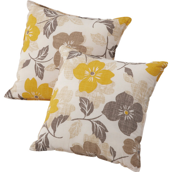 トスクッション２個セット（北欧モダン）イエロー