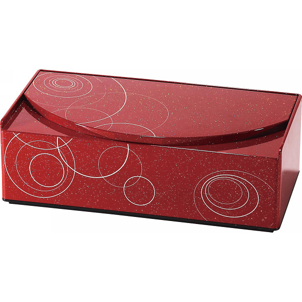 ミラー付ティッシュボックス朱