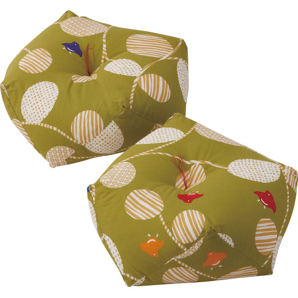 お手玉型小座布団２枚セット（ちどり）グリーン