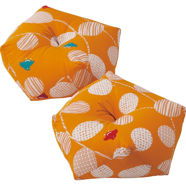お手玉型小座布団２枚セット（ちどり）オレンジ