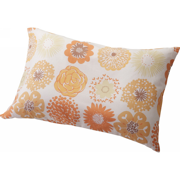 洗える枕＆カバーセットフラワードットオレンジ