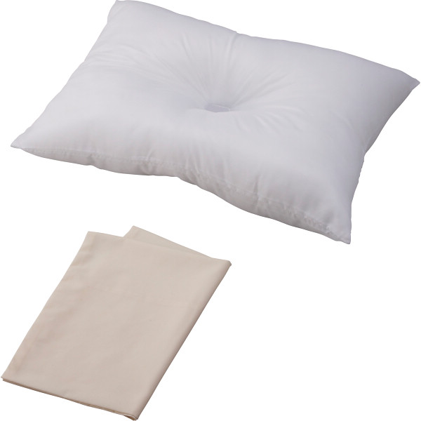 洗える枕＆カバーセット（無地カラー）クリーム