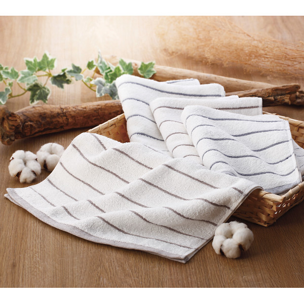 ナチュラルフェイス ボーダーフェイスタオル４枚セット