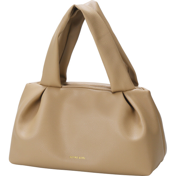 レトロガール　タックデザインミニトートバッグベージュ