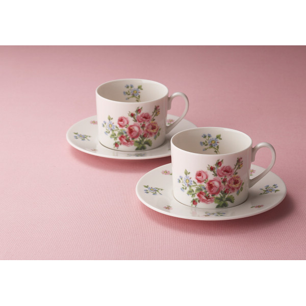 ローラアシュレイ バンチェッドロージズ ペア碗皿セット