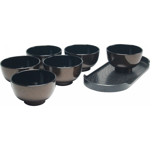 ラメ塗 汁椀６客揃（盆付）