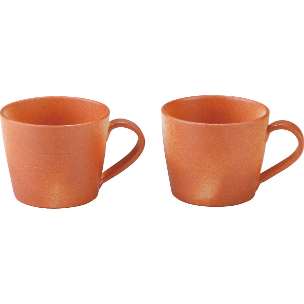 信楽焼 緋色ペアマグカップ