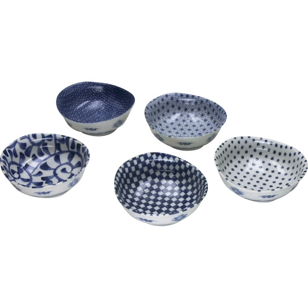 藍染 楕円小鉢５柄揃