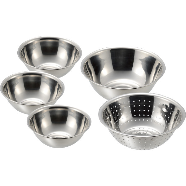 プロンジュⅢ ステンレスボウル＆パンチングざる５点セットＢ