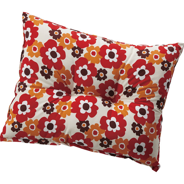 ダイニングチェア用背当てクッション（リトルフフラ柄）レッド