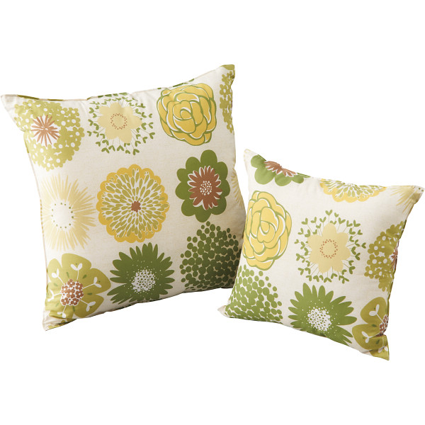 大小クッションセット（フラワードット）グリーン