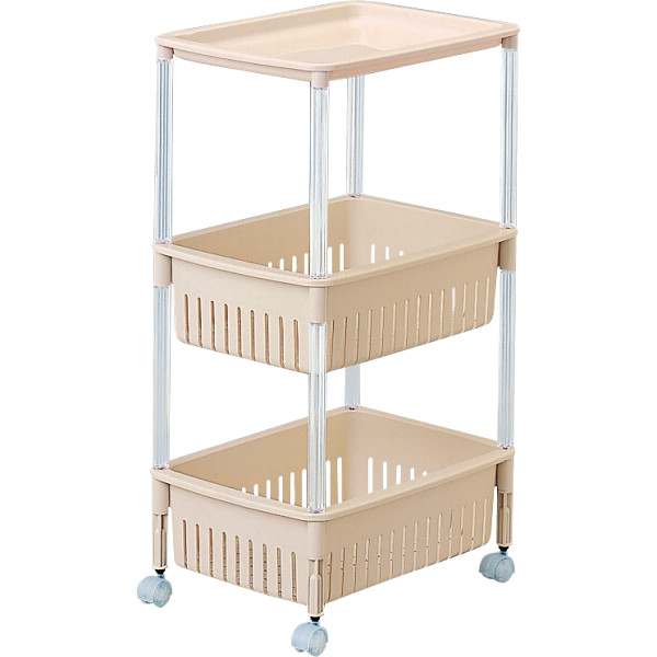 ルーチェ　キッチンワゴン３段ベージュ