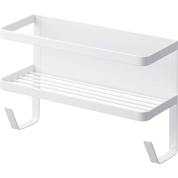 ホースホルダー付き洗濯機横マグネットラックホワイト