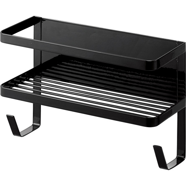 ホースホルダー付き洗濯機横マグネットラックブラック