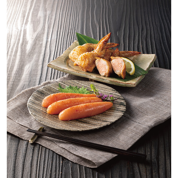 あごだしめんたい切子＆手羽先めんたい