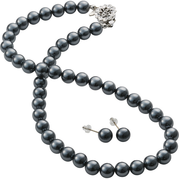 ドゥーナイスクラップ 泉州産貝パールピアスセットダークグレー