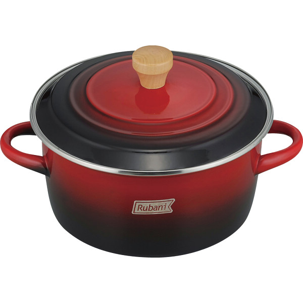 ルバーニ ホーロー両手鍋（２２ｃｍ）レッド