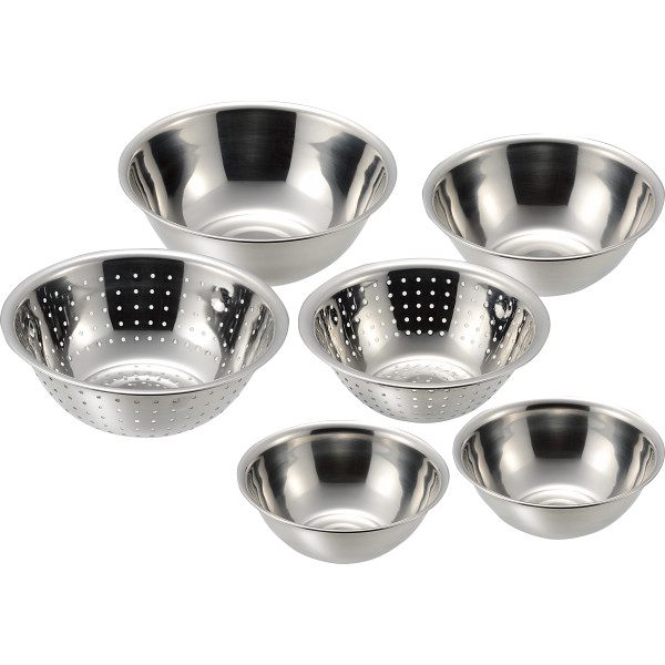 プロンジュⅢ ステンレスボウル＆パンチングざる６点セット