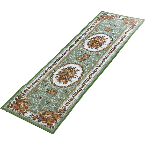 丈夫なはっ水加工キッチンマットグリーン