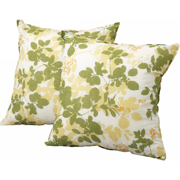 クッション２個セット（リーフ）グリーン