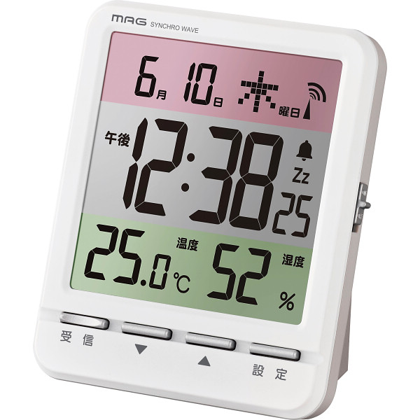 ＭＡＧ　デジタル電波目覚まし時計　スペクトルホワイト