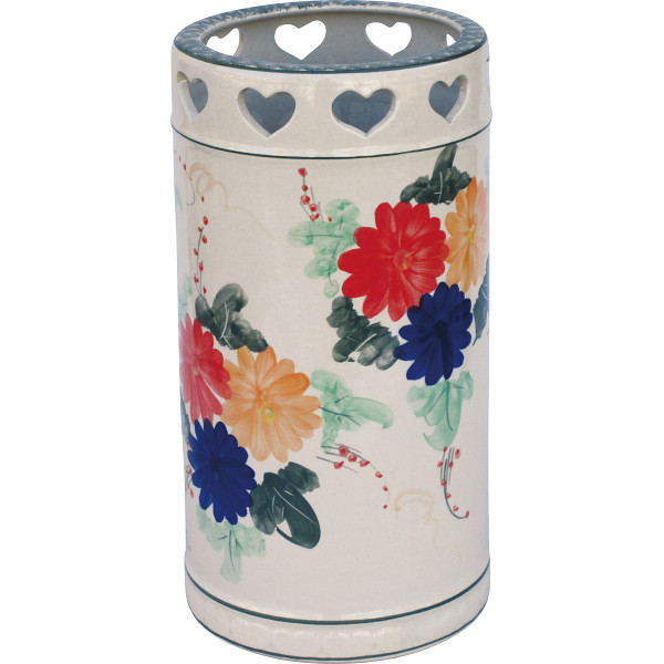 陶器傘立て赤花柄