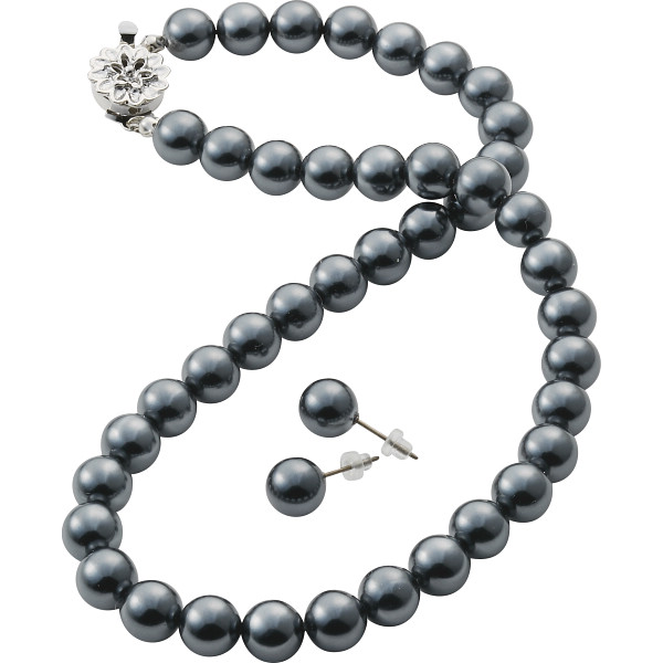 ドゥーナイスクラップ 泉州産貝パールピアスセットダークグレー