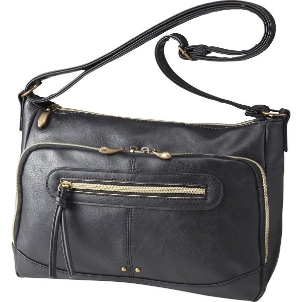 軽量合皮ショルダーバッグブラック