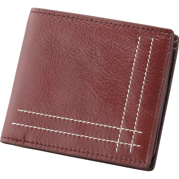 カンサイセレクション メンズステッチ折財布ダークブラウン